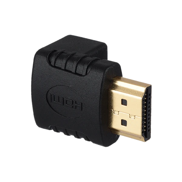 Переходник GoPower HDMI (m)-HDMI (f) угловой 4K 60Hz черный в пакете (1/500)