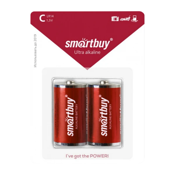 Батарейка Smartbuy LR14 C BL2 Alkaline 1.5V (2/12/192)