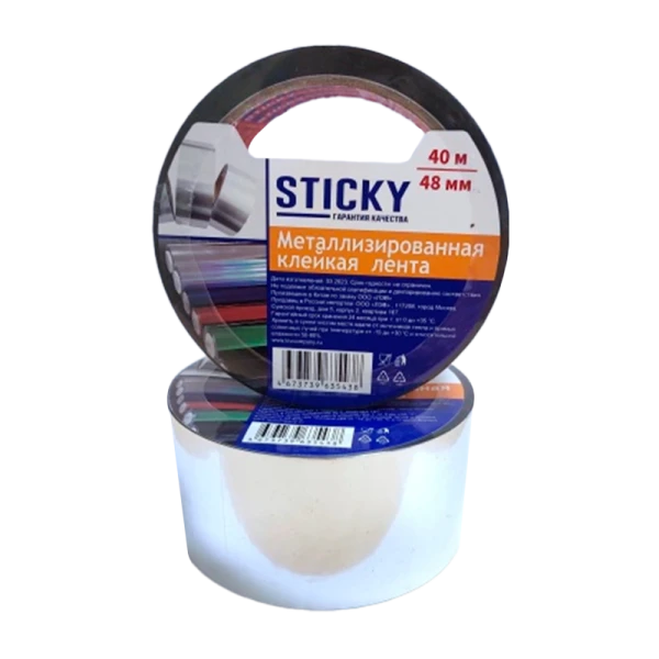 Клейкая лента STICKY 48мм*40м металлизированная ПП акрил 30мкм (1/36)
