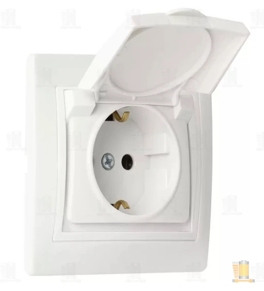 Розетка Smartbuy 1-местная с заземлением с крышкой 16А белая, керамика "Венера"