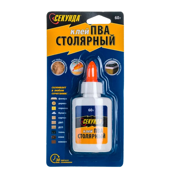 Клей Секунда СТОЛЯР контактный 60г для дерева (столярный) BL1 (1/12/48)