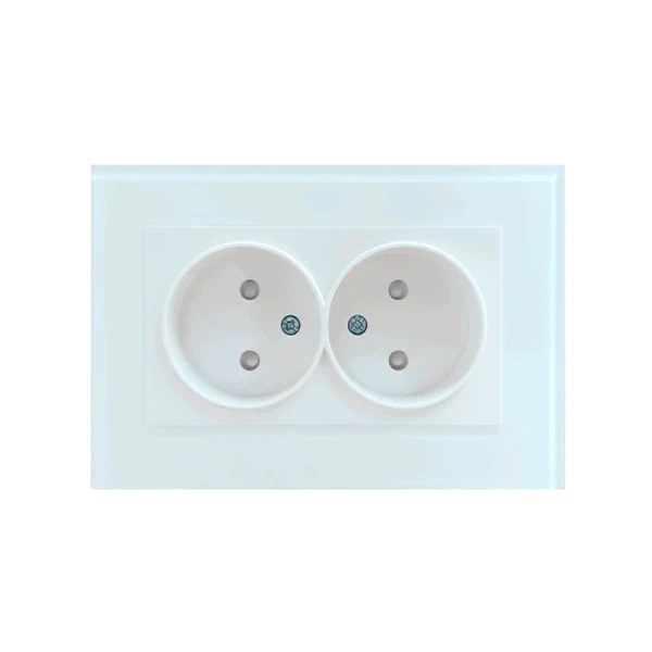 Розетка Прогресс Glass 2гн. 10A Б/З ABS + Керамика белый (1/10/200)