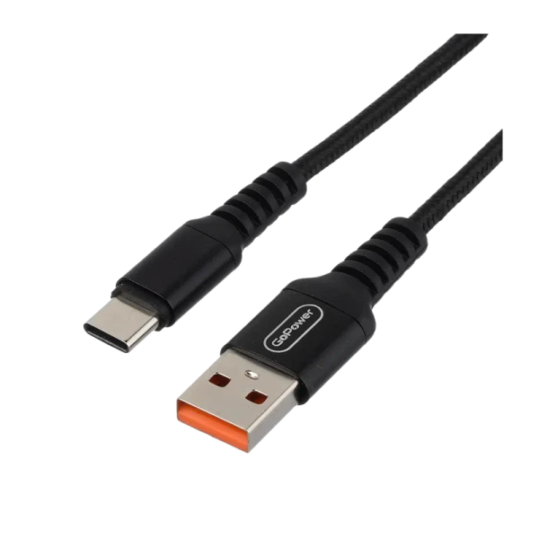 *Кабель GoPower GP02T USB (m)-Type-C (m) 1.0м 2.4A нейлон черный (1/200/800) 