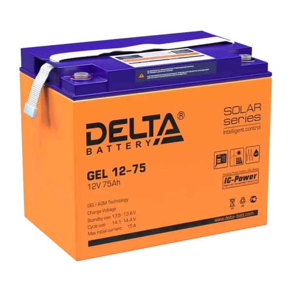 Аккумулятор свинцово-кислотный Delta GEL 12-75 12V 75Ah