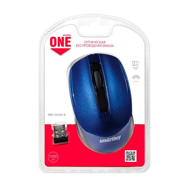Мышь беспроводная Smartbuy 332AG ONE классическая USB синий (1/60)