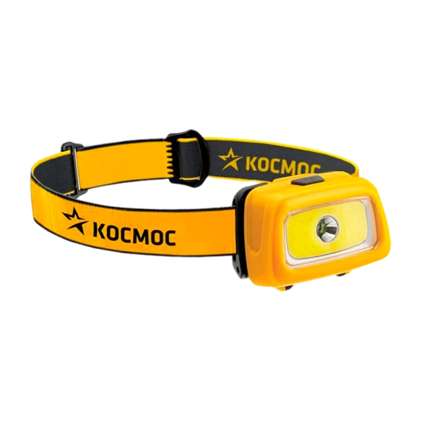 *Фонарь налобный Космос H3WDS 3W COB от батареек 3 режима желтый (1/24/240) 