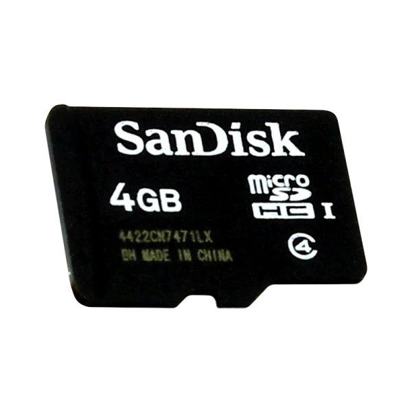 Карта памяти microSD SanDisk 4GB Class4 20 МБ/сек с адаптером