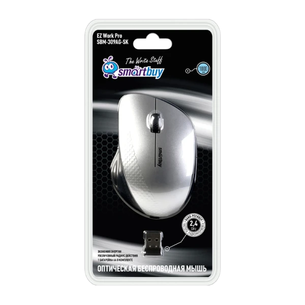 Мышь беспроводная Smartbuy 309AG классическая USB серебряный (1/40)