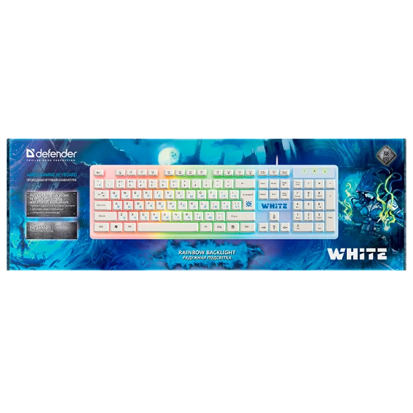 Клавиатура проводная Defender GK-172 white игровая USB 1.5м (1/10)