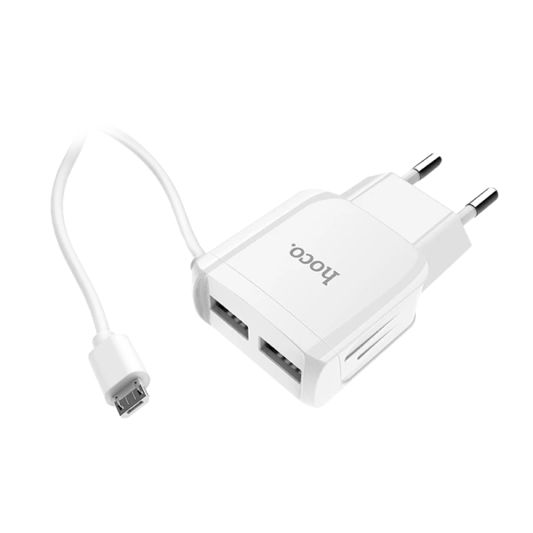 Сетевое З/У HOCO C59A 2USB microUSB (m) 2.1A белый (1/22/132)