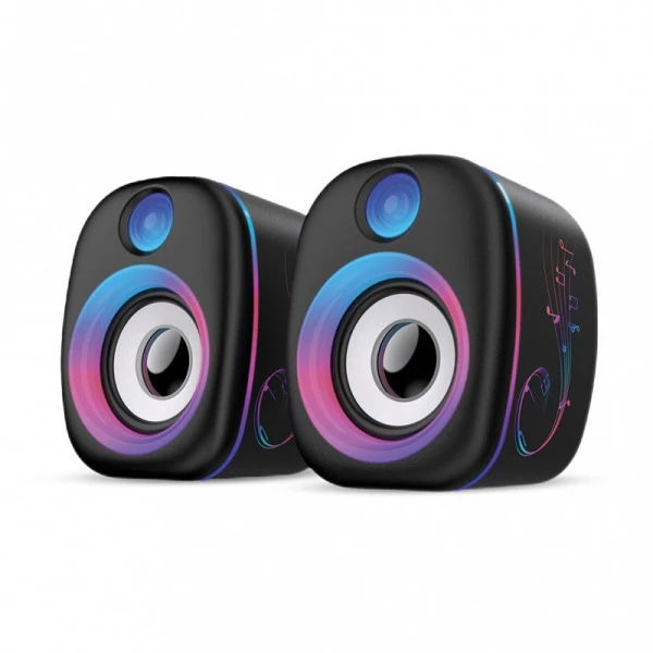 Колонки 2.0 Smartbuy RHAPSODY 6W RGB USB+Jack 3.5мм черный (1/40)