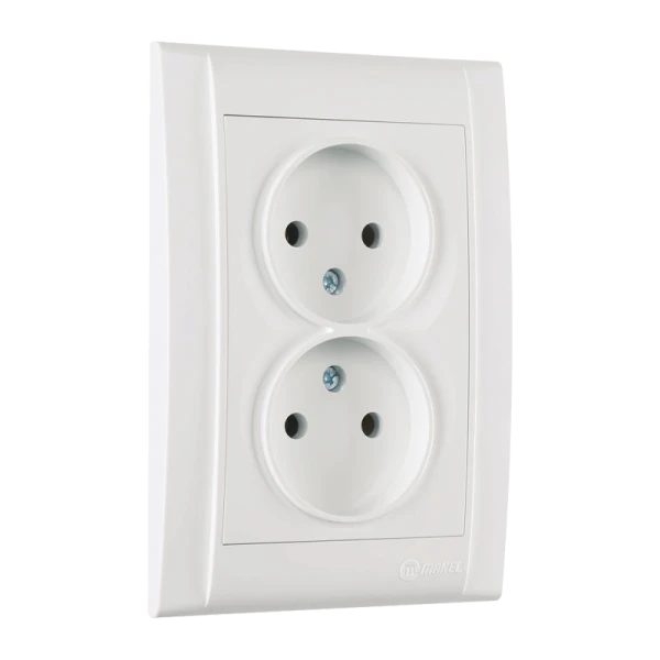 Розетка Makel Defne 2гн. 16A Б/З пластик белый 42001017 (1/12)