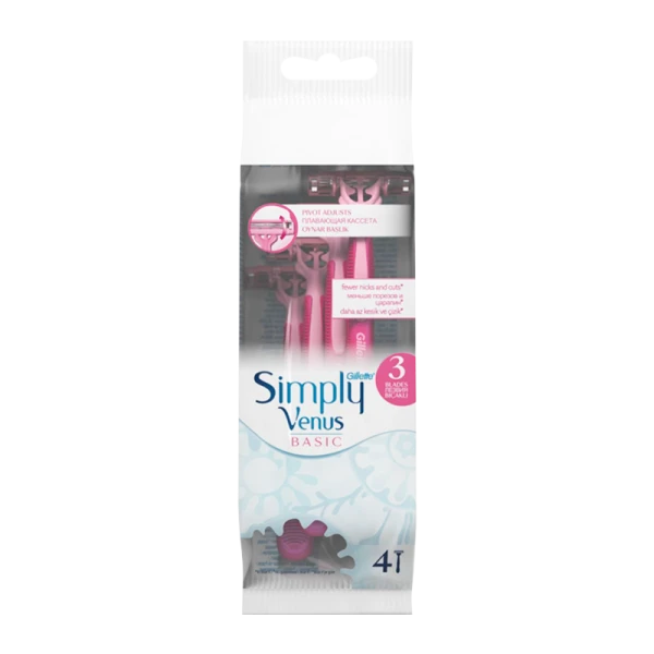 Бритва Gillette VENUS Simply Basic 3 лезвия 4шт. розовый (1/12)
