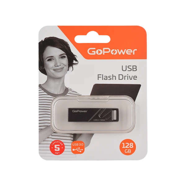 Флеш-накопитель GoPower TITAN 128GB USB3.0 металл черный графит (1/50/1000)