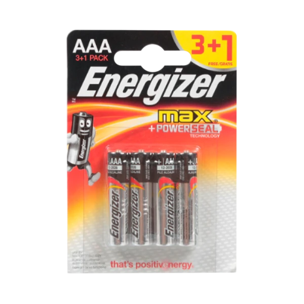 Батарейка Energizer PLUS+Power Seal LR03 AAA BL3+1 Alkaline 1.5V (4/48)