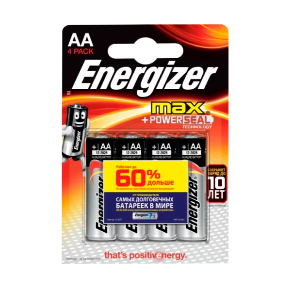 Батарейка Energizer MAX+Power seal LR6 AA BL4 Alkaline 1.5V (4/96)