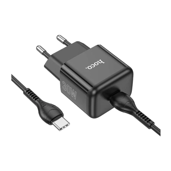 Сетевое З/У HOCO N32 Type-C 30W PD3.0 с кабелем Type-C-Lightning черный (1/13/130)