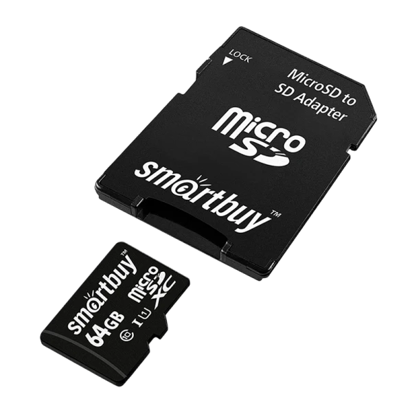 Карта памяти microSD Smartbuy 64GB Class10 UHS-I (U1) 60 МБ/сек с адаптером