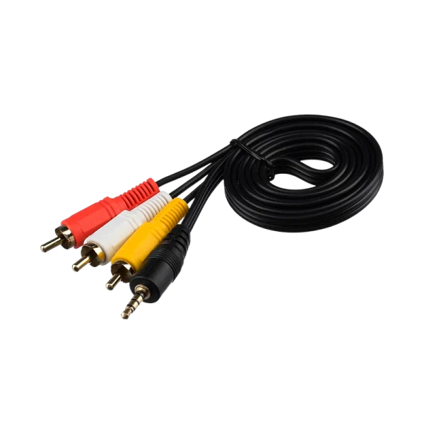 Кабель AUX GoPower Jack 3.5mm (m)-3xRCA (m) 1.0м ПВХ черный Premium Zip-Lock c подвесом (1/200)