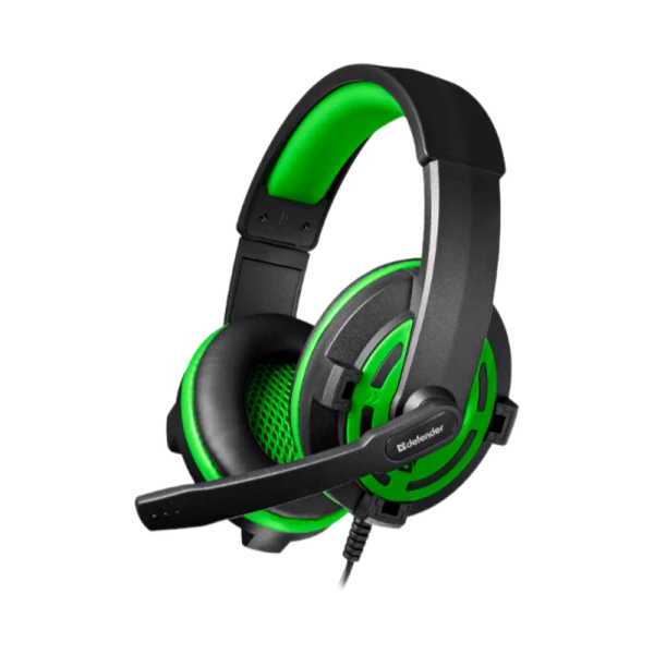 Наушники полноразмерные Defender G-300 Warhead с микр. игровые черный зеленый (1/20)