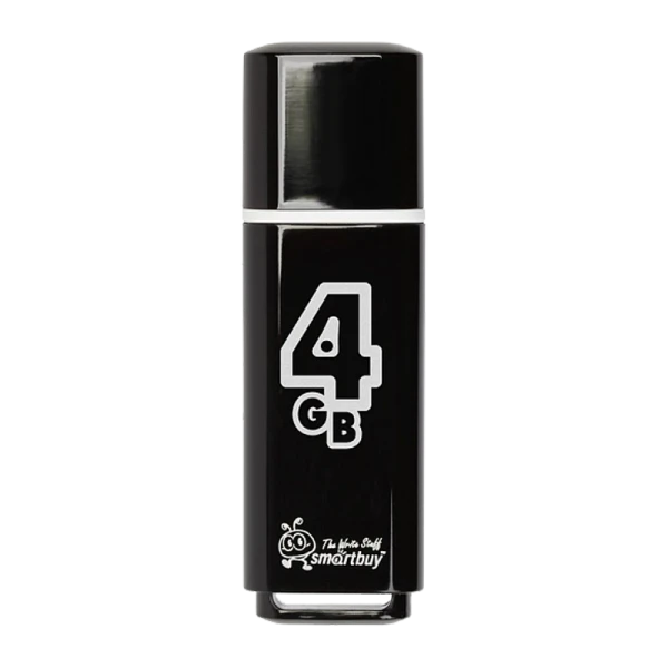 Флеш-накопитель Smartbuy Glossy 4GB USB2.0 пластик черный