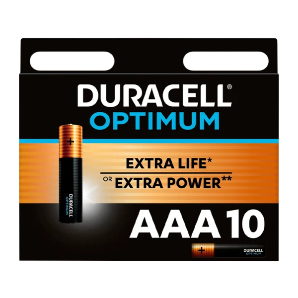 Батарейка Duracell Optimum LR03 AAA BL10 Alkaline 1.5V (10/80)