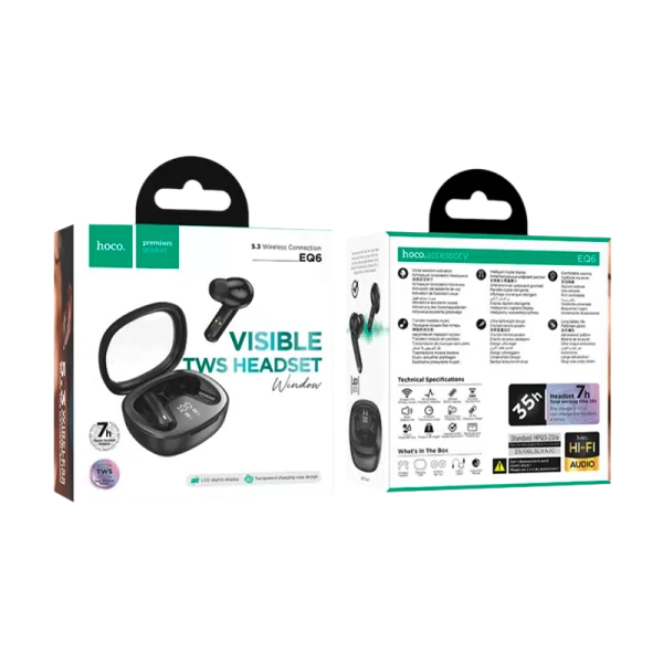 Наушники внутриканальные HOCO EQ6 bluetooth 5.3 с микр. черный