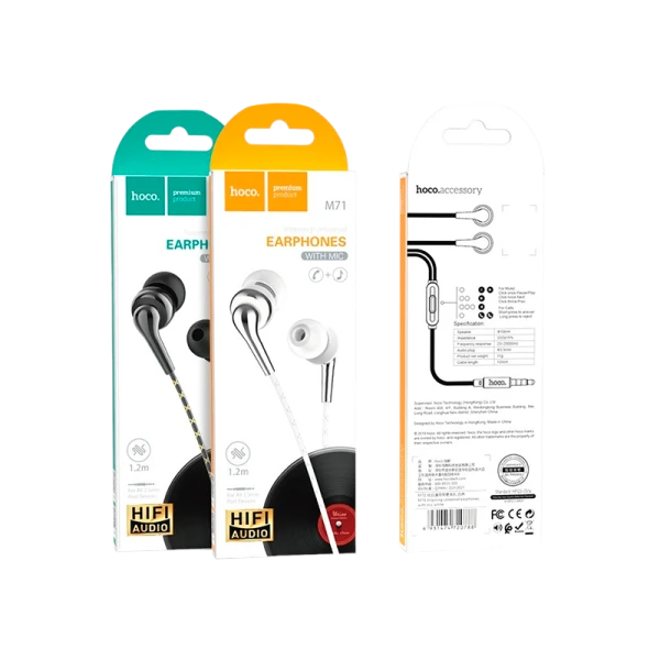 Наушники внутриканальные HOCO M71 с микр. белый (1/34/340)