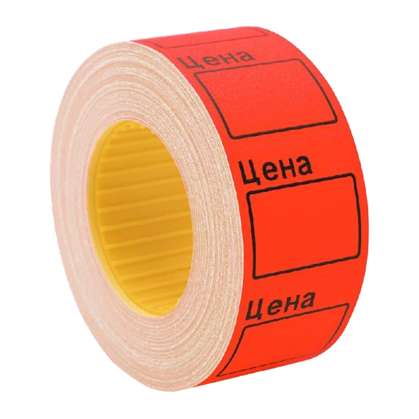 Этикет-лента 30 мм х 20 мм "Цена" (350 этикеток /рол.), красная, AVIORA (цена за 1 рулон) (5/100)