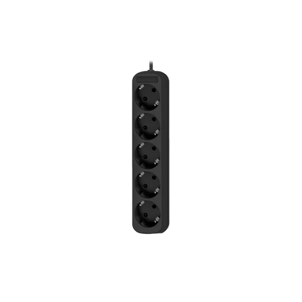 Удлинитель Defender M518 5р.С/З 10A 1.8м черный (1/45)