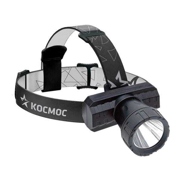 *Фонарь налобный Космос KocAcHead3W 3W ХРЕ от аккумулятора черный (1/60/120) 