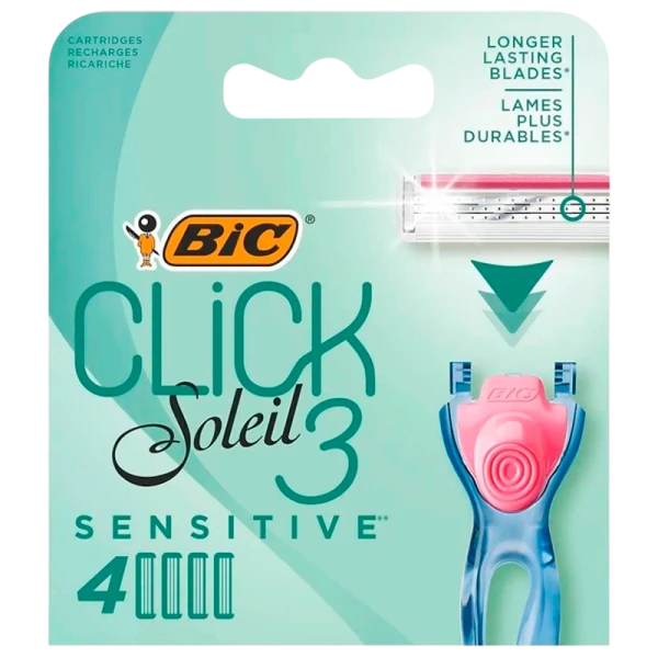 Сменные кассеты BIC "CLICK SESITIVE 3" 3 лезвия 4шт. (цена за 1 шт) (4/24/96)