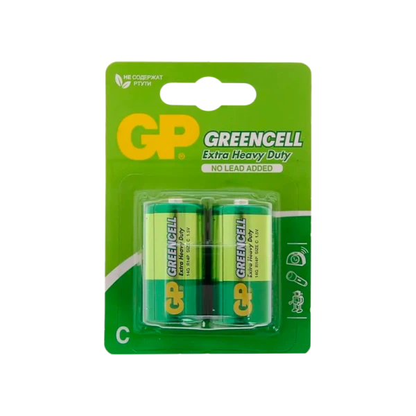 Батарейка GP GreenCell R14 C BL2 Heavy Duty 1.5V (2/20/240)