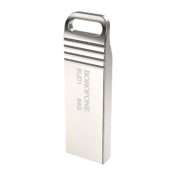Флеш-накопитель Borofone Nimble BUD1 64GB USB2.0 металл серебряный (1/40/320)