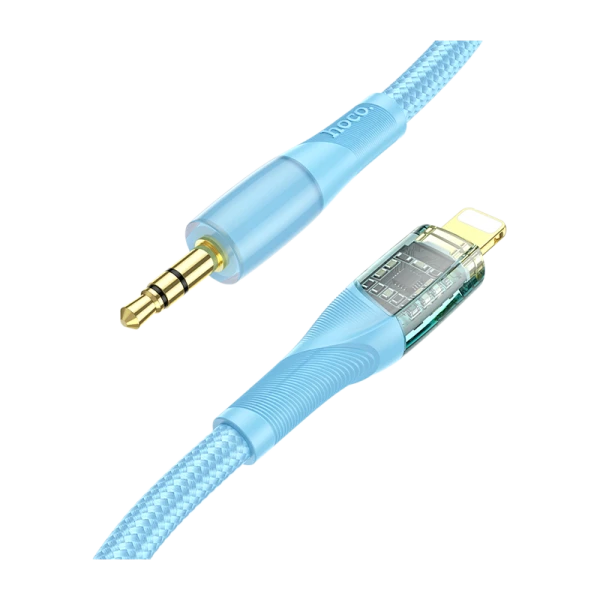 Кабель AUX HOCO UPA25 Jack 3.5mm (m)-Lightning (m) 1.0м нейлон синий (1/31/310)