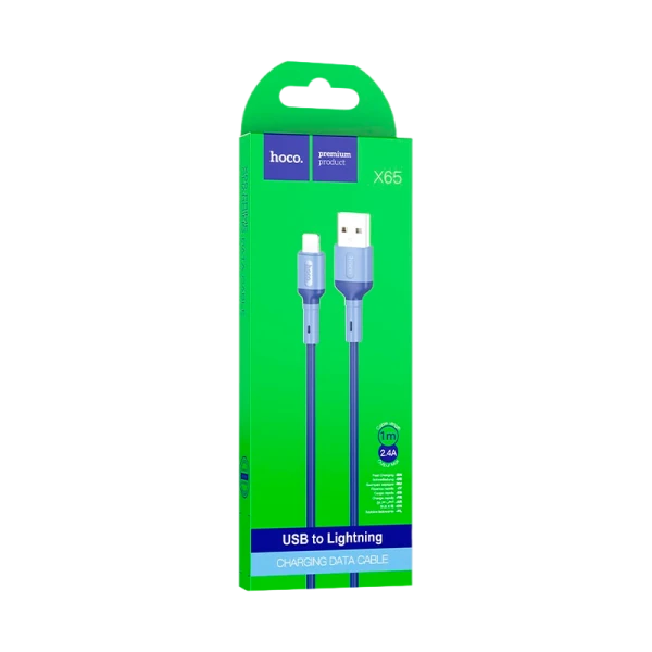 Кабель HOCO X65 USB (m)-Lightning (m) 1.0м 2.4A TPE синий (1/31/310)