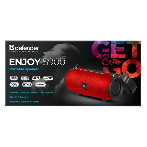 Портативная колонка Defender S900 Enjoy bluetooth 5.0 microSD красный (1/15)