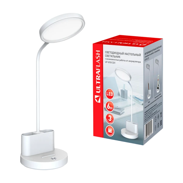 Светильник настольный Ultraflash UF-818 6W 230V на основании 3 ур.ярк. белый