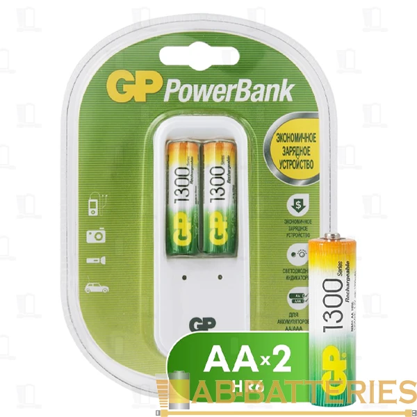 З/У для аккумуляторов GP PB410 Standard AA/AAA 2 слота +2AA 1300mAh (1/10)