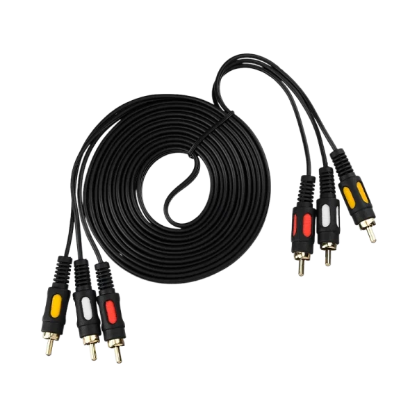 Кабель GoPower 3xRCA (m)-3xRCA (m) 3.0м ПВХ черный Premium Zip-Lock c подвесом (1/100)