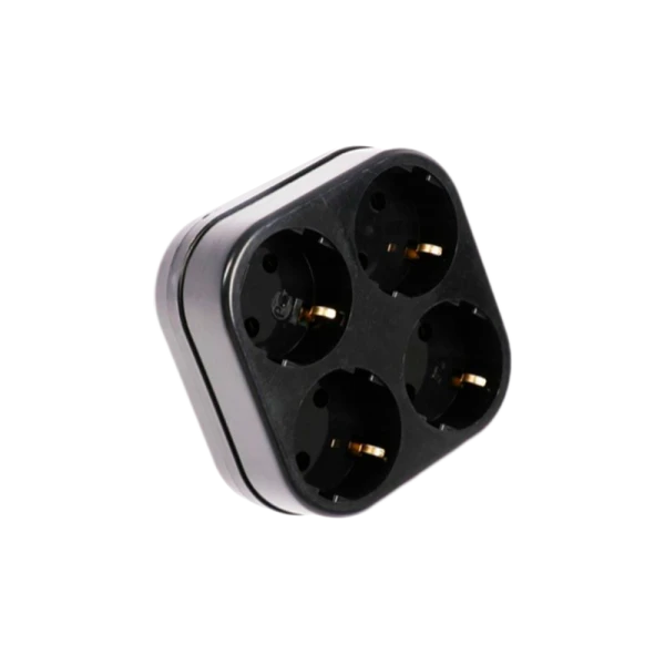 Разветвитель Toker 4Т4 4р.С/З черный в коробке (1/15)