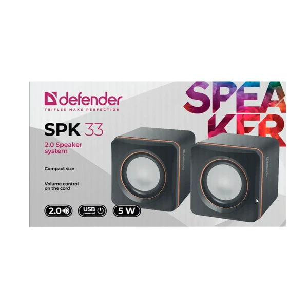 Колонки 2.0 Defender SPK-33 5W USB черный оранжевый (1/100)