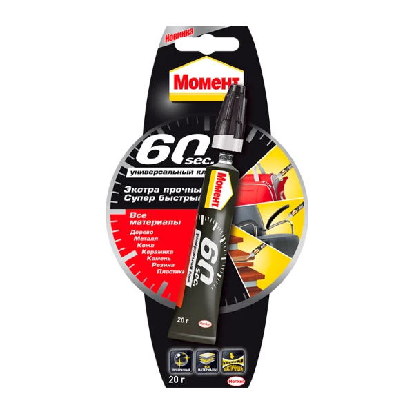 Супер-клей Момент 60 SEC. 20г универсальный BL1 (1/12/1296)