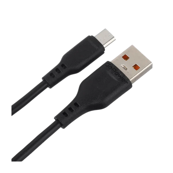 *Кабель GoPower GP01M USB (m)-microUSB (m) 1.0м 2.4A ПВХ черный (1/200/800) 