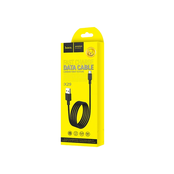 Кабель HOCO X29 USB (m)-Type-C (m) 1.0м 2.0A TPE черный (1/33/330)