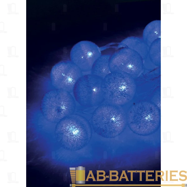 Гирлянда Космос 20LED 3.0м пушистые шарики нить 8 режимов синий (1/50)
