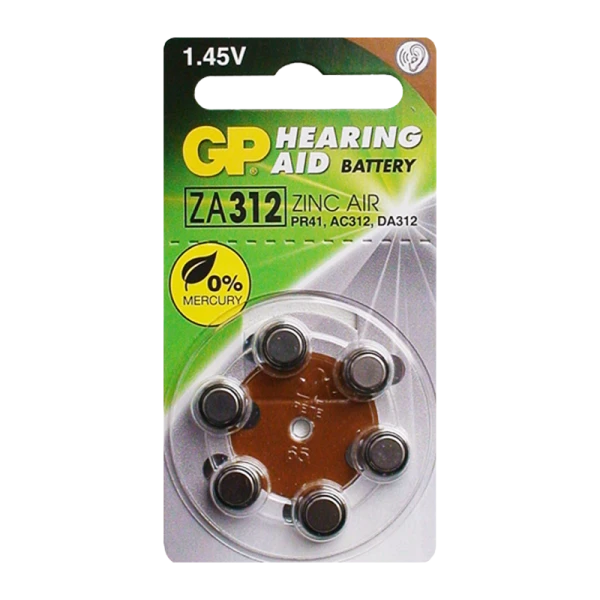 Батарейка GP ZA312 BL6 Zinc Air 1.45V (6/60/300/3000) R