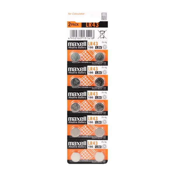 Батарейка Maxell G12/LR1142/LR43/386A/186 BL10 Alkaline 1.5V (10/200/3600/7200)