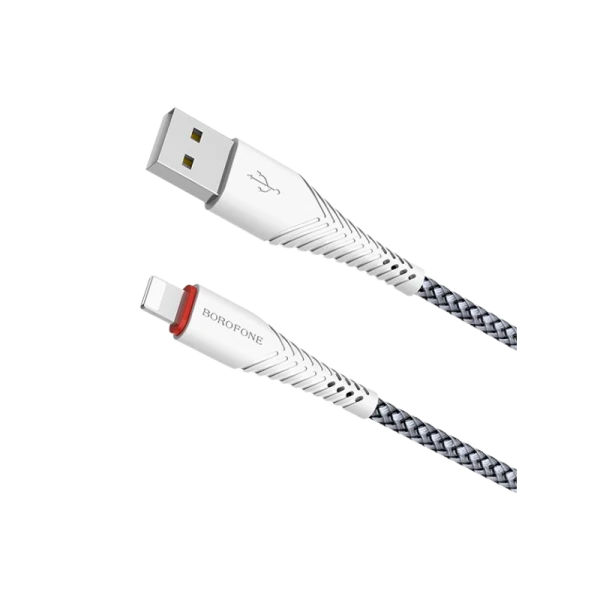 Кабель Borofone BX25 USB (m)-Lightning (m) 1.0м 2.4A нейлон белый (1/360)