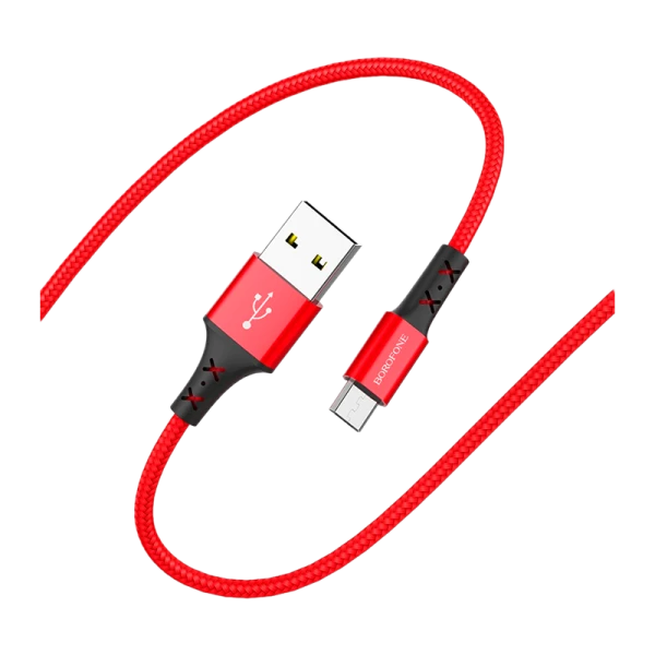 Кабель Borofone BX20 USB (m)-microUSB (m) 1.0м 2.0A нейлон красный (1/648)